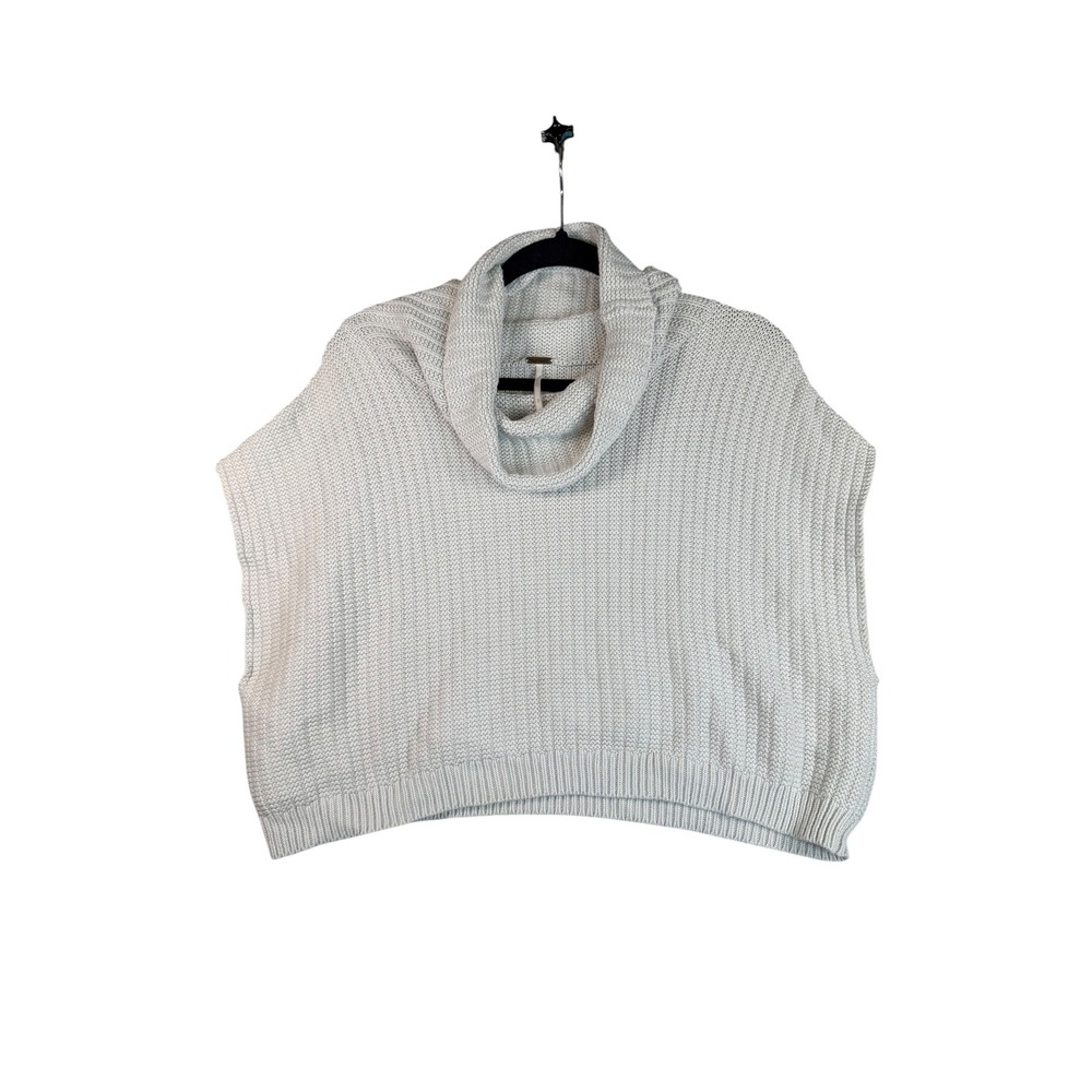 Free People Womens Cowl Neck Chunky Knit Sweater Sleeveless Cream Small
